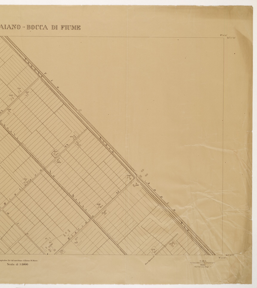 (N:15289) RILIEVO DELLA ZONA DI LITTORIA COL METODO NISTRI - Foglio I8-I9 - Casale Traiano-Bocca di Fiume (B0002604, B0002605, B2604-05) Carte e stampe antiche: riproduzione a colori su carta (formato A1)