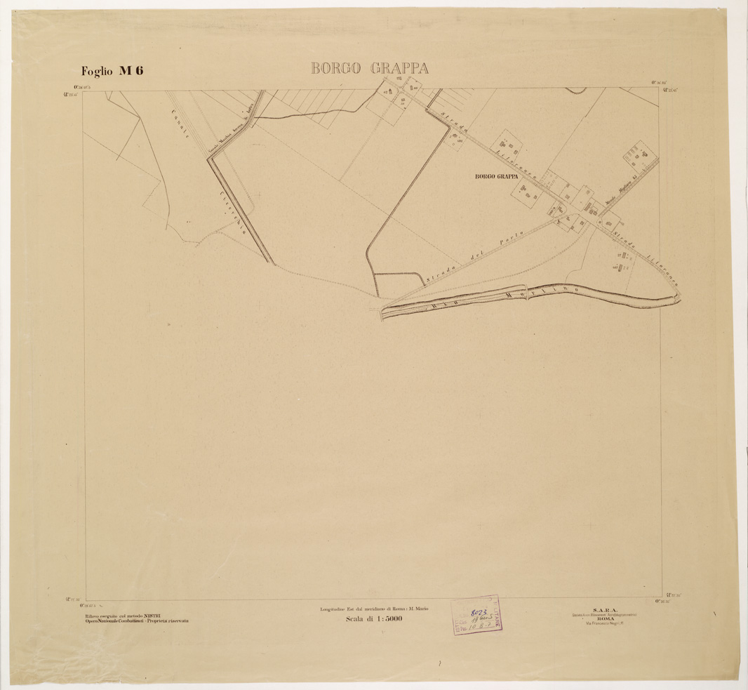 (N:15303) RILIEVO DELLA ZONA DI LITTORIA COL METODO NISTRI - Foglio M6 - Borgo Grappa (B0002606) Carte e stampe antiche: riproduzione a colori su carta (formato A1)