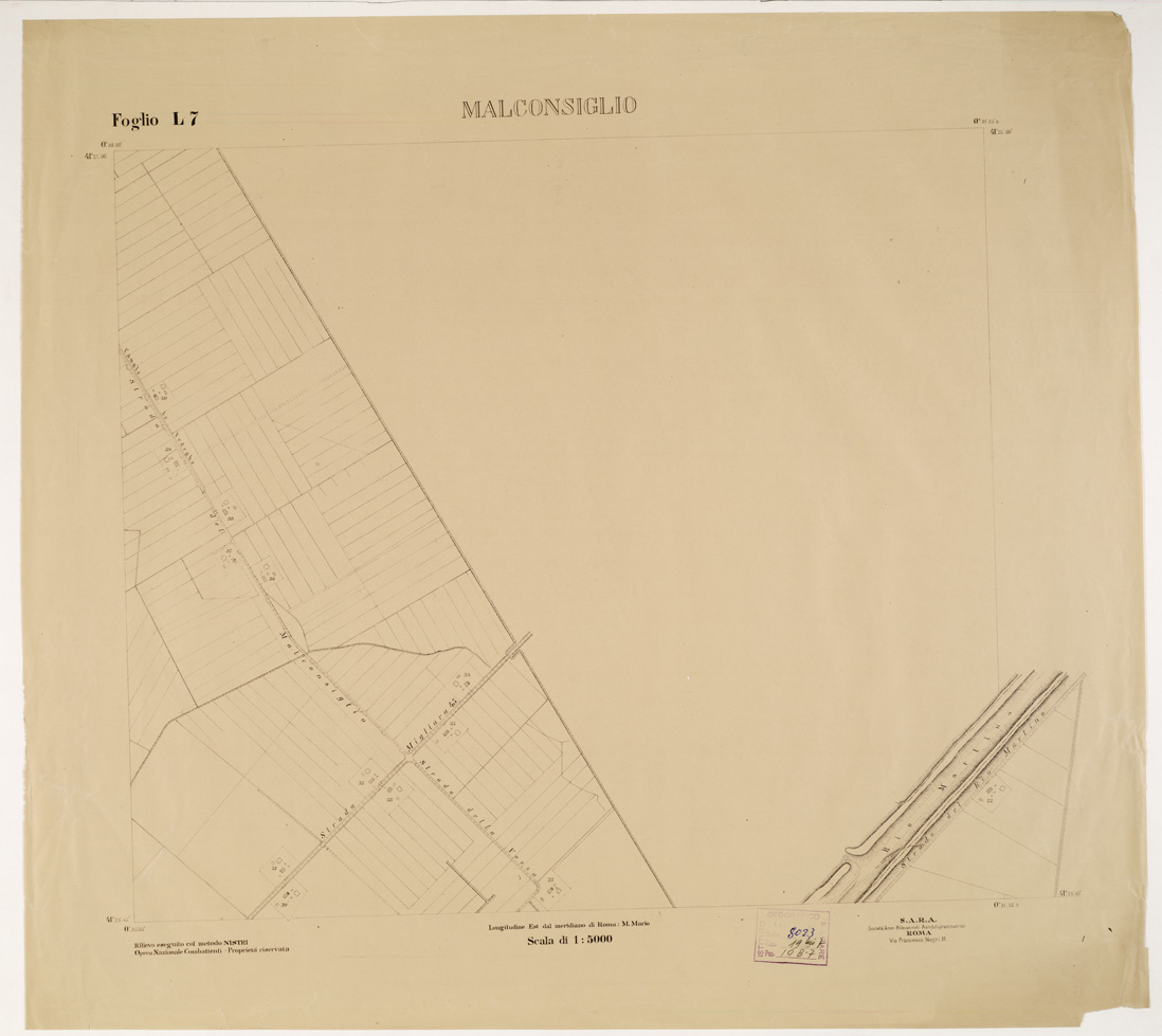 (N:15299) RILIEVO DELLA ZONA DI LITTORIA COL METODO NISTRI - Foglio L7 - Malconsiglio (B0002609) Carte e stampe antiche: riproduzione a colori su carta (formato A1)