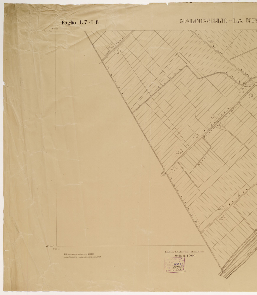 (N:15300) RILIEVO DELLA ZONA DI LITTORIA COL METODO NISTRI - Foglio L7-L8 - Malconsiglio-La Novella (B0002610, B0002611, B2610-11) Carte e stampe antiche: riproduzione a colori su carta (formato A1)