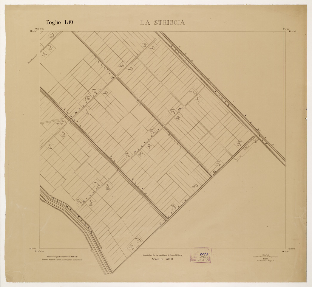 (N:15297) RILIEVO DELLA ZONA DI LITTORIA COL METODO NISTRI - Foglio L10 - La Striscia (B0002613) Carte e stampe antiche: riproduzione a colori su carta (formato A1)
