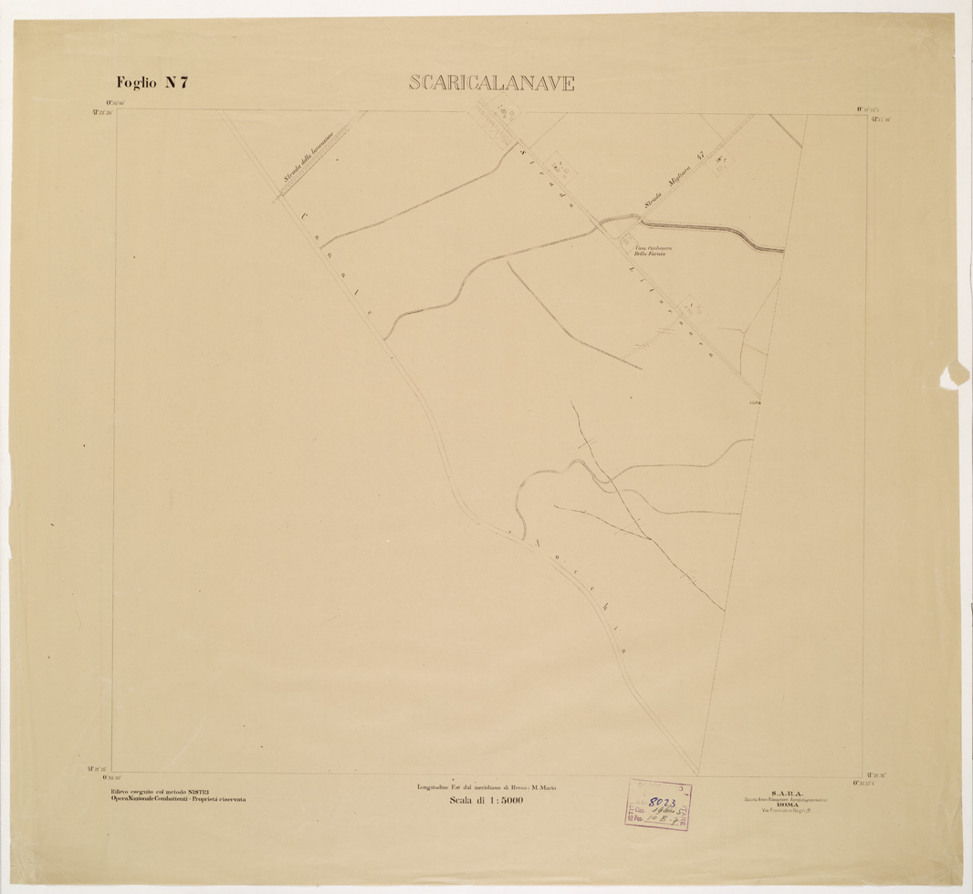 (N:15305) RILIEVO DELLA ZONA DI LITTORIA COL METODO NISTRI - Foglio N7 - Scaricalanave (B0002614) Carte e stampe antiche: riproduzione a colori su carta (formato A1)