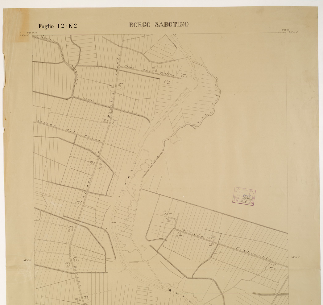 (N:15282) RILIEVO DELLA ZONA DI LITTORIA COL METODO NISTRI - Foglio I2-K2 - Borgo Sabotino (B0002620, B0002621, B2620-21) Carte e stampe antiche: riproduzione a colori su carta (formato A1)