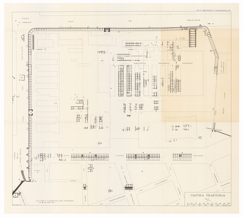 (N:769) CARTA ARCHEOLOGICA DI ROMA - CASTRA PRAETORIA - Allegato (B0002641) Carte e stampe antiche: riproduzione a colori su carta (formato A1)