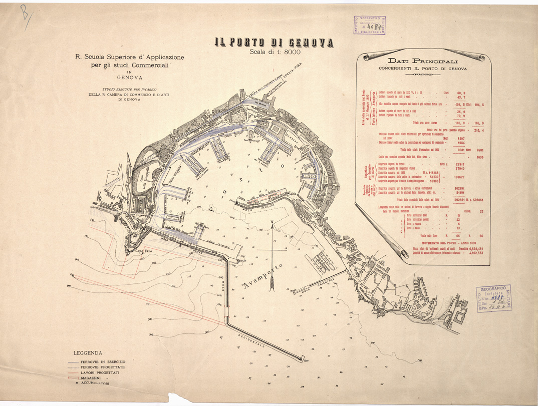 (N:10613) IL PORTO DI GENOVA (B0002758) Carte e stampe antiche: riproduzione a colori su carta (formato A1)