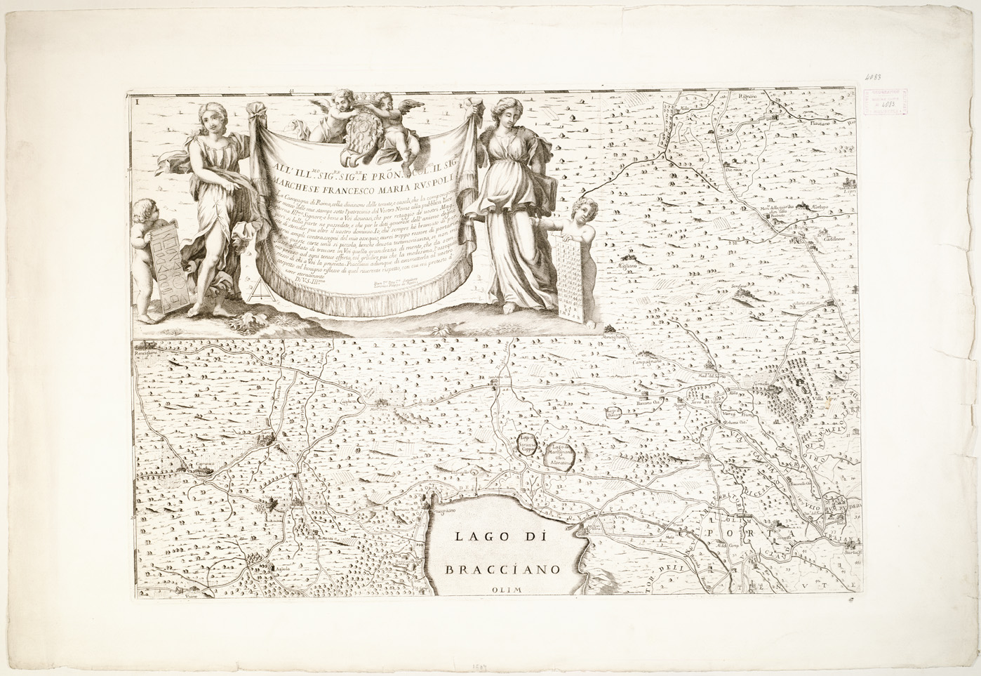 (N:12858) TOPOGRAFIA GEOMETRICA DELL'AGRO ROMANO - Tavola 1 (B0002784) Carte e stampe antiche: riproduzione a colori su carta (formato A1)