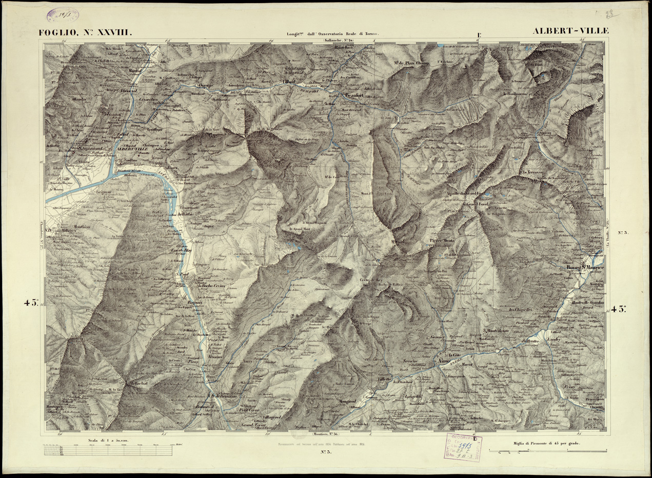 (N:6342) CARTA TOPOGRAFICA DEGLI STATI IN TERRAFERMA... - Foglio 28 - Albert-Ville (B0002833) Carte e stampe antiche: riproduzione a colori su carta (formato A1)