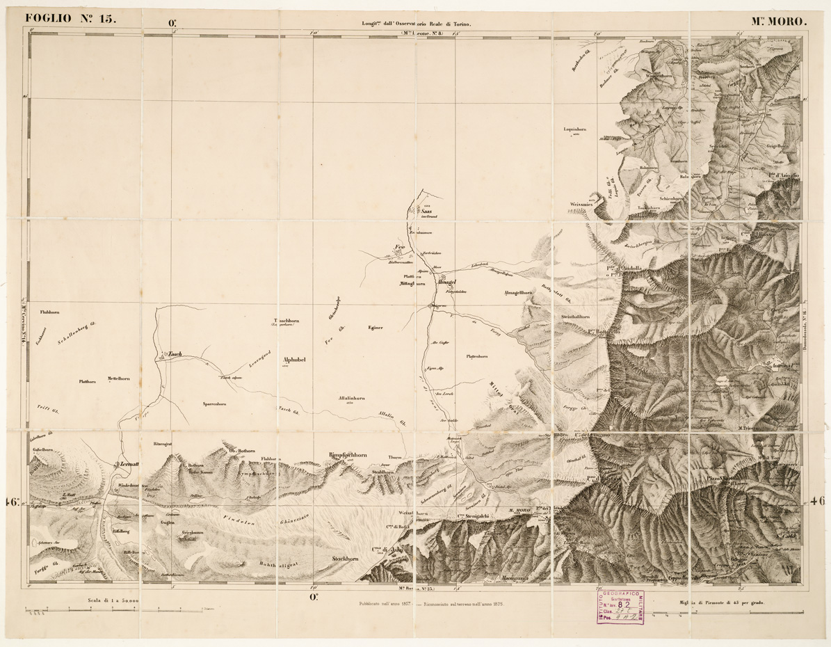 (N:6190) CARTA TOPOGRAFICA DEGLI STATI IN TERRAFERMA... - Foglio 15 - M.te Moro (B0002911) Carte e stampe antiche: riproduzione a colori su carta (formato A1)