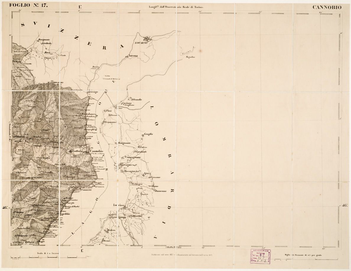(N:6192) CARTA TOPOGRAFICA DEGLI STATI IN TERRAFERMA... - Foglio 17 - Cannobio (B0002913) Carte e stampe antiche: riproduzione a colori su carta (formato A1)