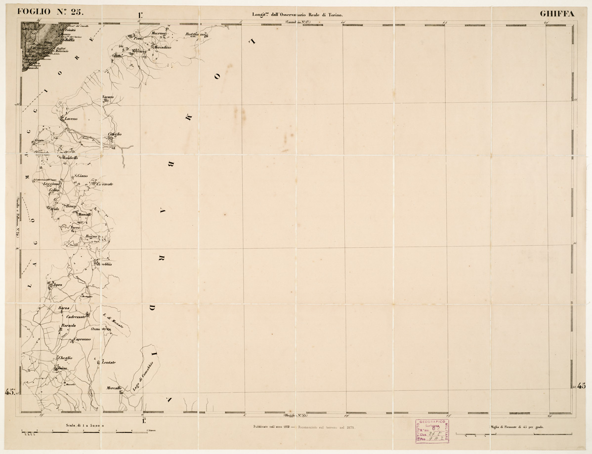 (N:6200) CARTA TOPOGRAFICA DEGLI STATI IN TERRAFERMA... - Foglio 25 - Ghiffa (B0002920) Carte e stampe antiche: riproduzione a colori su carta (formato A1)