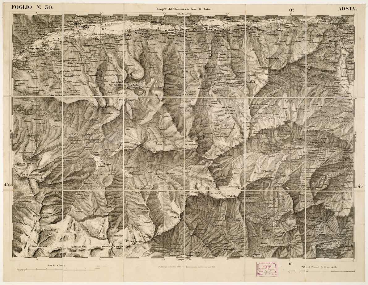 (N:6206) CARTA TOPOGRAFICA DEGLI STATI IN TERRAFERMA... - Foglio 30 - Aosta (B0002925) Carte e stampe antiche: riproduzione a colori su carta (formato A1)