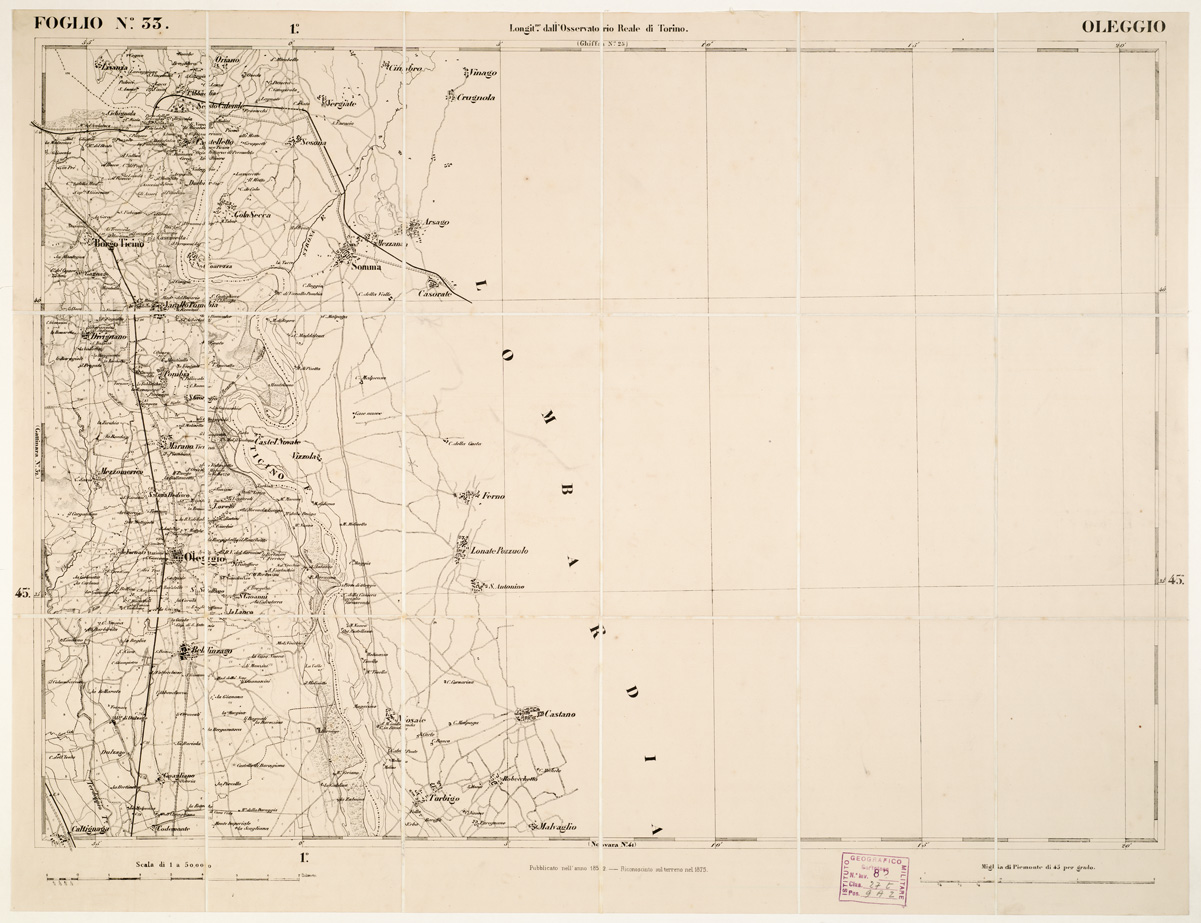 (N:6209) CARTA TOPOGRAFICA DEGLI STATI IN TERRAFERMA... - Foglio 33 - Oleggio (B0002928) Carte e stampe antiche: riproduzione a colori su carta (formato A1)