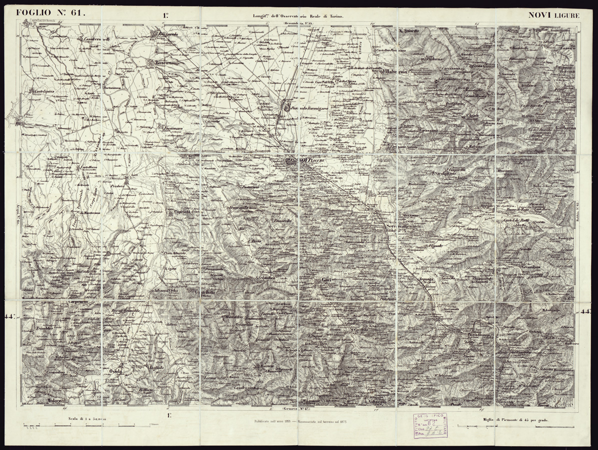 (N:6238) CARTA TOPOGRAFICA DEGLI STATI IN TERRAFERMA... - Foglio 61 - Novi Ligure (B0002955) Carte e stampe antiche: riproduzione a colori su carta (formato A1)