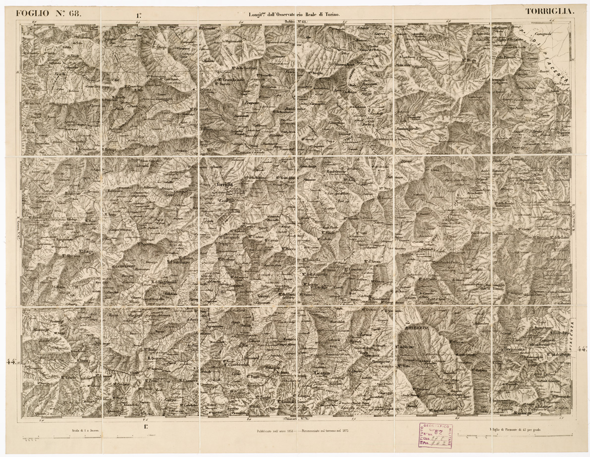 (N:6245) CARTA TOPOGRAFICA DEGLI STATI IN TERRAFERMA... - Foglio 68 - Torriglia (B0002962) Carte e stampe antiche: riproduzione a colori su carta (formato A1)