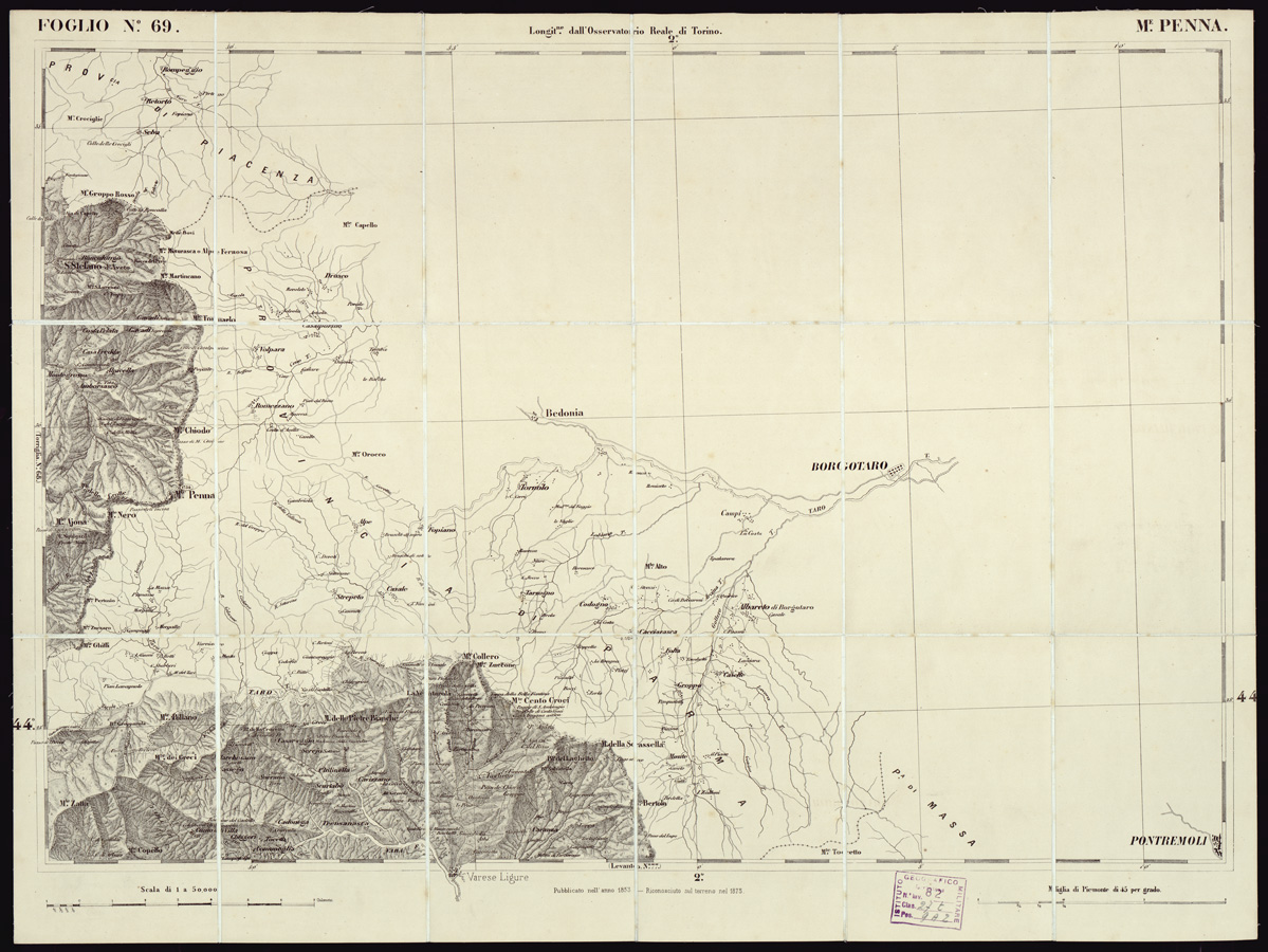 (N:6246) CARTA TOPOGRAFICA DEGLI STATI IN TERRAFERMA... - Foglio 69 - M.e Penna (B0002963) Carte e stampe antiche: riproduzione a colori su carta (formato A1)