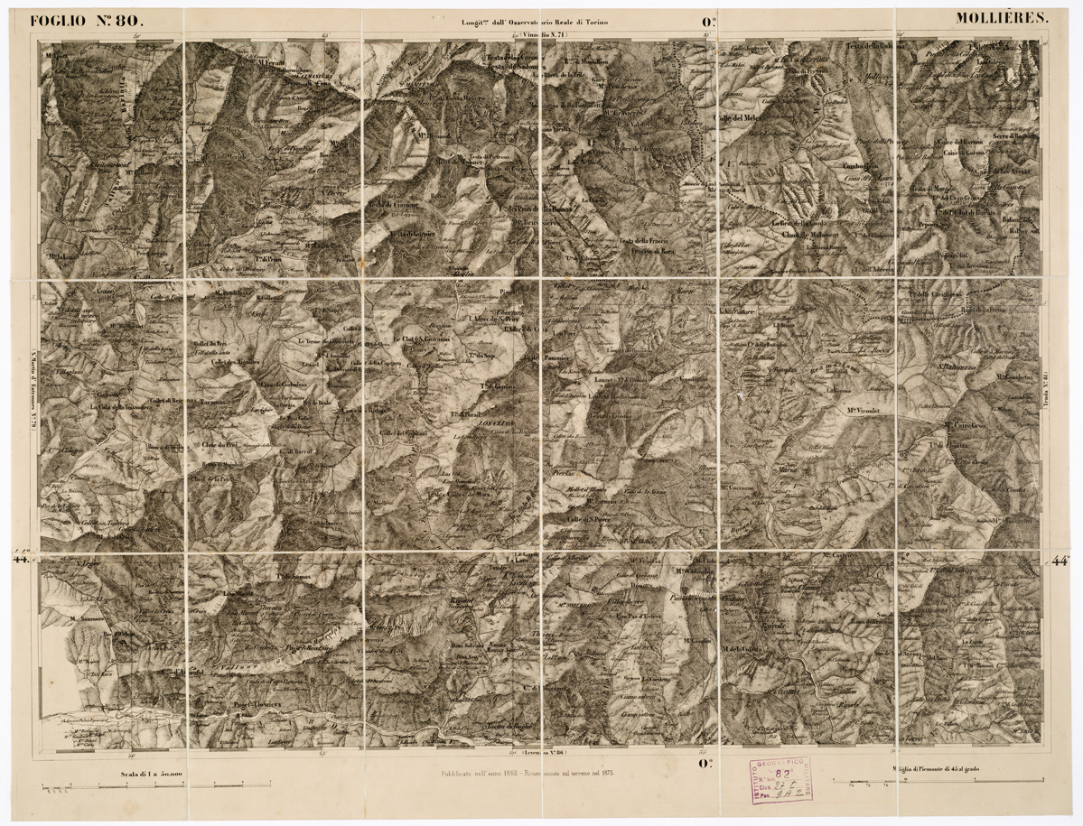 (N:6260) CARTA TOPOGRAFICA DEGLI STATI IN TERRAFERMA... - Foglio 80 - Mollires (B0002974) Carte e stampe antiche: riproduzione a colori su carta (formato A1)