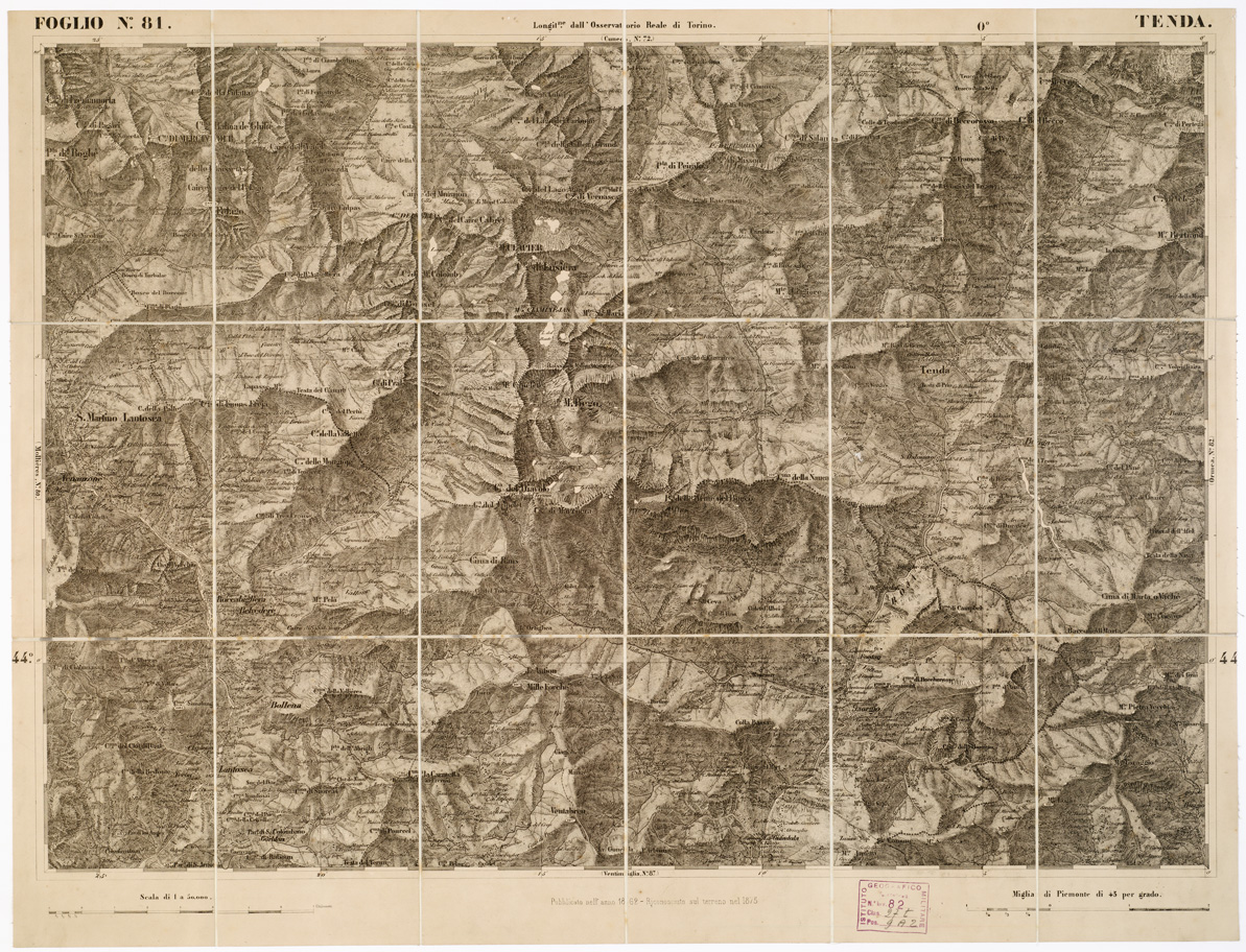 (N:6261) CARTA TOPOGRAFICA DEGLI STATI IN TERRAFERMA... - Foglio 81 - Tenda (B0002975) Carte e stampe antiche: riproduzione a colori su carta (formato A1)