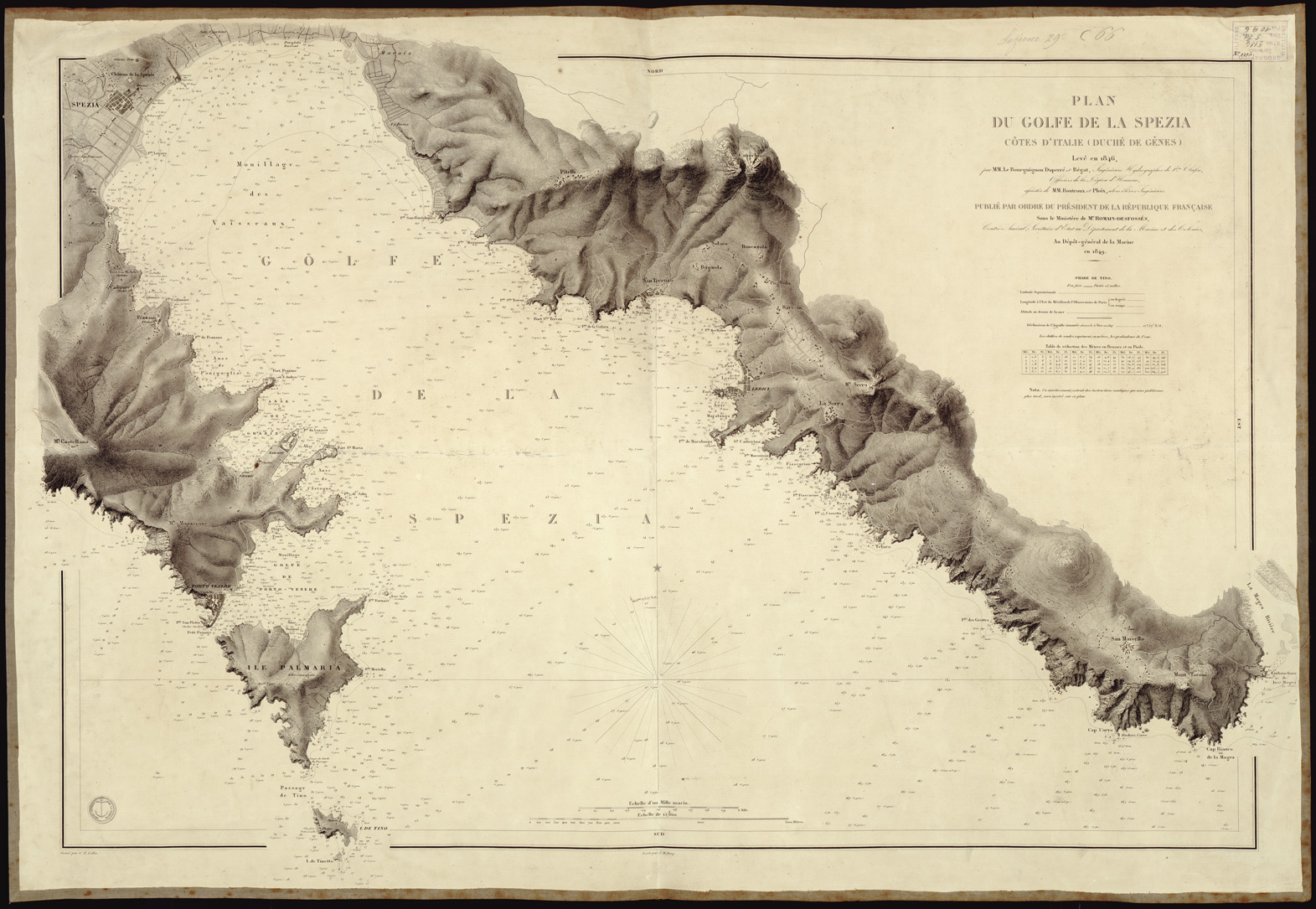 (N:14066) PLAN DU GOLF DE LA SPEZIA COTES DITALIE (DUCHE DE GENES) - Genova (B0002986) Carte e stampe antiche: riproduzione a colori su carta (formato A1)