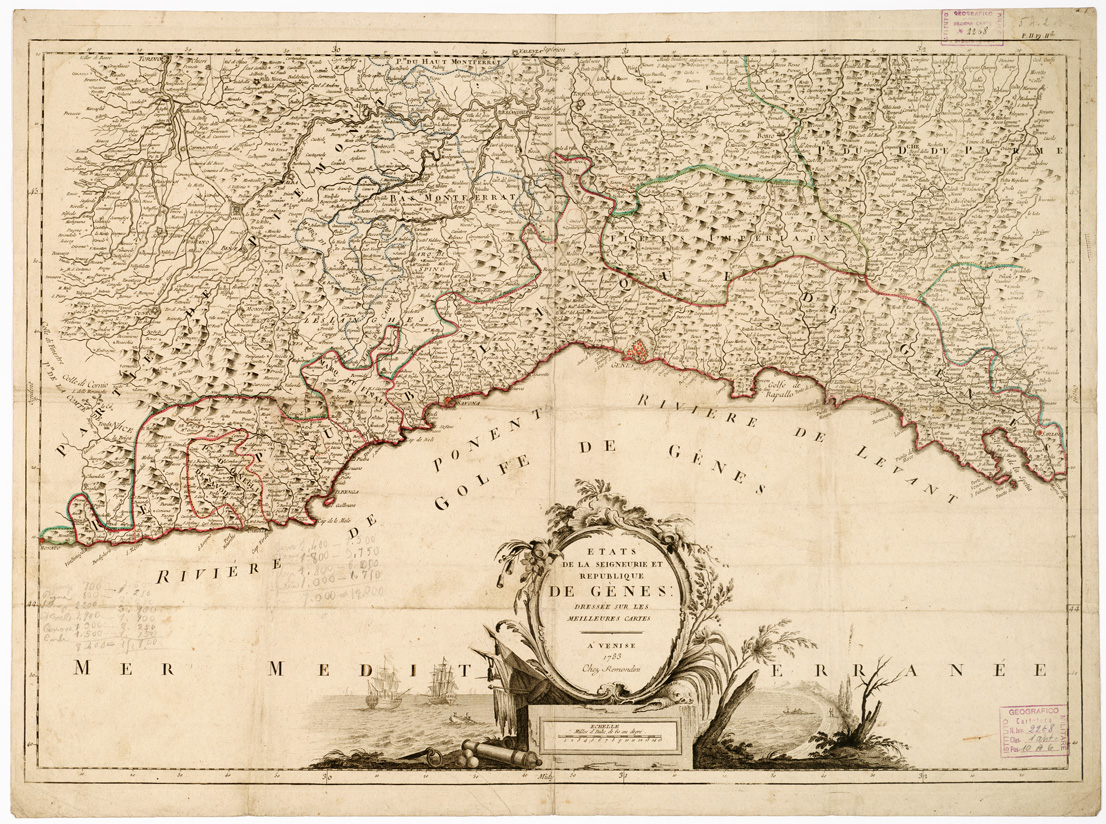 (N:9801) ETATS DE LA SEIGNEURIE ET REPUBLIQUE DE GENES DRESSEE... - Stato della Signoria e Repubblica di Genova (B0002989) Carte e stampe antiche: riproduzione a colori su carta (formato A1)