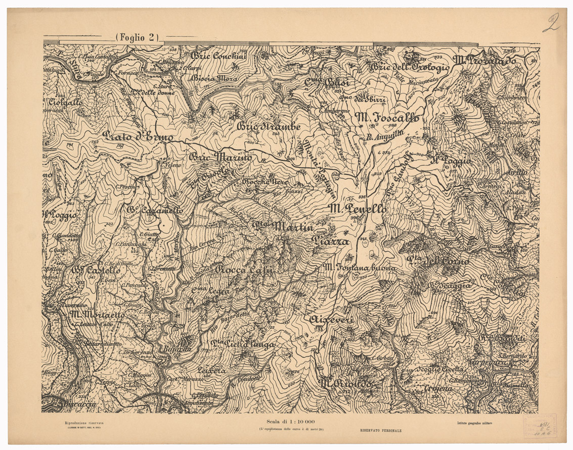 (N:1541) CARTA DEI DINTORNI DI GENOVA IN 14 FOGLI DI CUI 9 RILIEVO E 5 INGRANDIMENTI - Foglio 2 - Ingrandimento (B0003030) Carte e stampe antiche: riproduzione a colori su carta (formato A1)