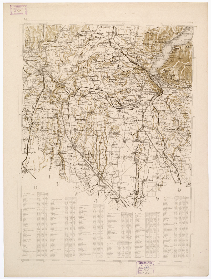 (N:7832) CARTA TOPOGRAFICA DELLA PROVINCIA DI COMO - Foglio B.4 (B0003054) Carte e stampe antiche: riproduzione a colori su carta (formato A1)