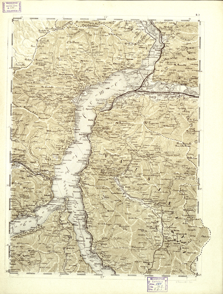 (N:7831) CARTA TOPOGRAFICA DELLA PROVINCIA DI COMO - Foglio B.3 (B0003055) Carte e stampe antiche: riproduzione a colori su carta (formato A1)