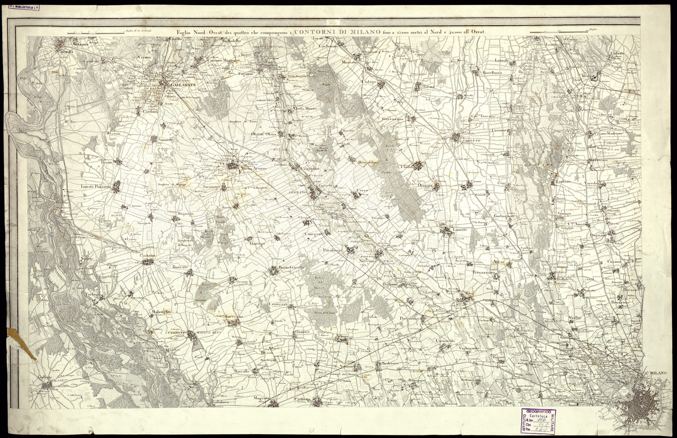 (N:10530) CONTORNI DI MILANO (s. d.) (B0003063) Carte e stampe antiche: riproduzione a colori su carta (formato A1)