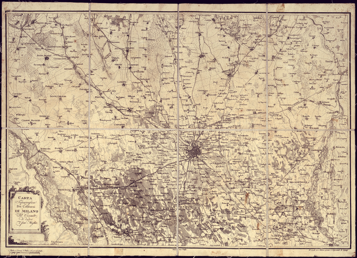 (N:6368) CARTA TOPOGRAFICA DEI CONTORNI DI MILANO PEL CIRCUITO DI DODICI E PIUMIGLIA (B0003203) Carte e stampe antiche: riproduzione a colori su carta (formato A1)