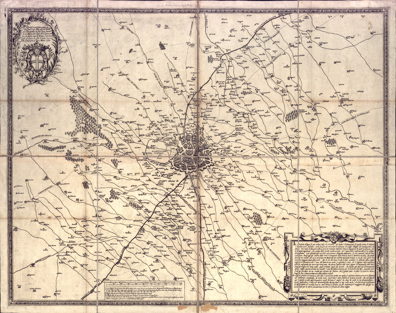 (N:12711) MILANO E DINTORNI (B0003215) Carte e stampe antiche: riproduzione a colori su carta (formato A1)
