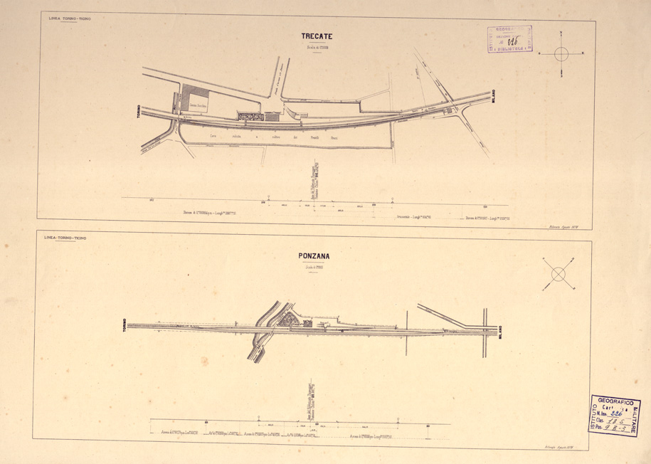 (N:13865) PIANTA DELLE VARIE STAZIONI FERROVIARIE - Trecate-Ponzana (B0003301) Carte e stampe antiche: riproduzione a colori su carta (formato A1)