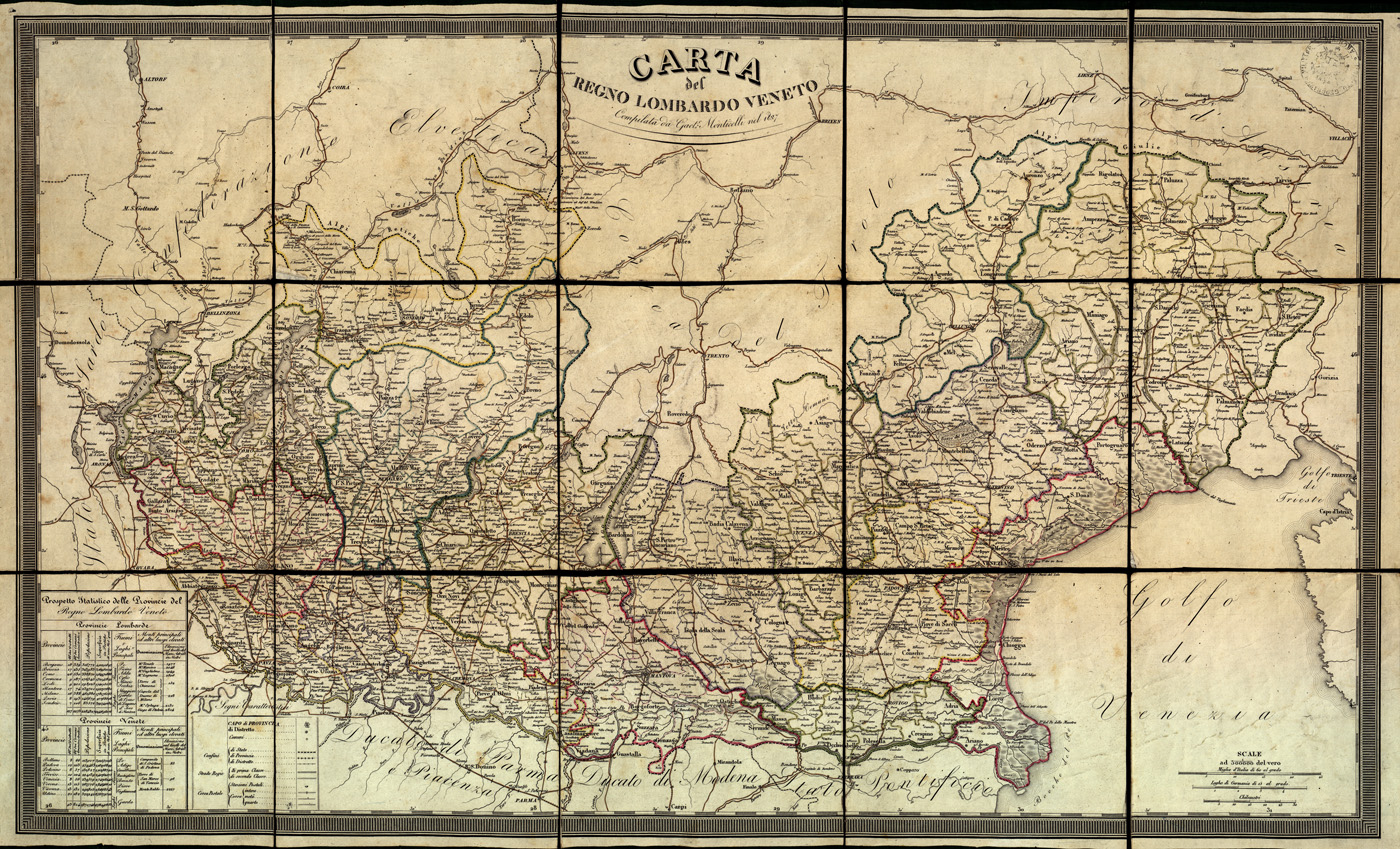 (N:2107) CARTA DEL REGNO LOMBARDO-VENETO COMPILATA DA GAET.O MONTICELLI (B0003325) Carte e stampe antiche: riproduzione a colori su carta (formato A1)