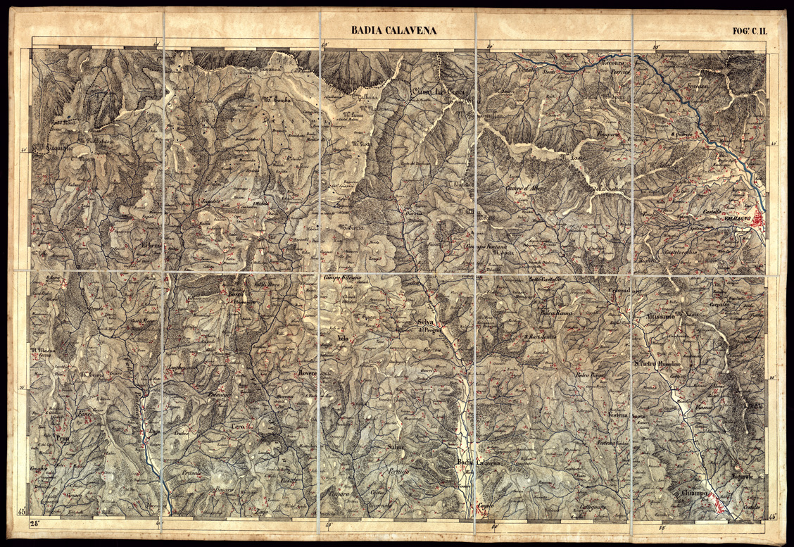 (N:3460) CARTA DELLA PARTE CENTRALE DELL'ALTA ITALIA AUTOGRAFATA NELL'UFFICIO TOPOGRAFICO DEL CORPO REALE DELLO STATO MAGGIORE - Foglio C II BADIA CALAVENA (B0003353) Carte e stampe antiche: riproduzione a colori su carta (formato A1)