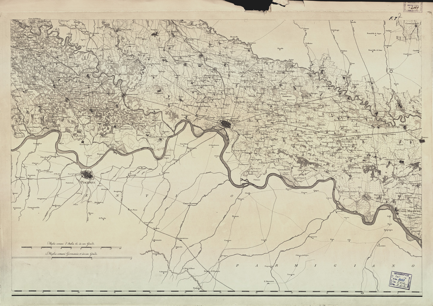 (N:6581) CARTA TOPOGRAFICA DEL MILANESE E MANTOVANO ESEGUITA DIETRO LE PIU' ESATTE DIMENSIONI GEOGRAFICHE ED OSSERVAZIONI ASTRONOMICHE - Foglio 7 (B0003448) Carte e stampe antiche: riproduzione a colori su carta (formato A1)