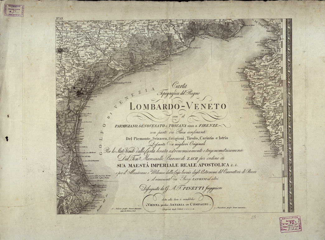 (N:6611) CARTA TOPOGRAFICA DEL REGNO LOMBARDO VENETO CON IL PARMIGIANO GENOVESATO... - Tavola VI INTESTAZIONE (B0003900) Carte e stampe antiche: riproduzione a colori su carta (formato A1)