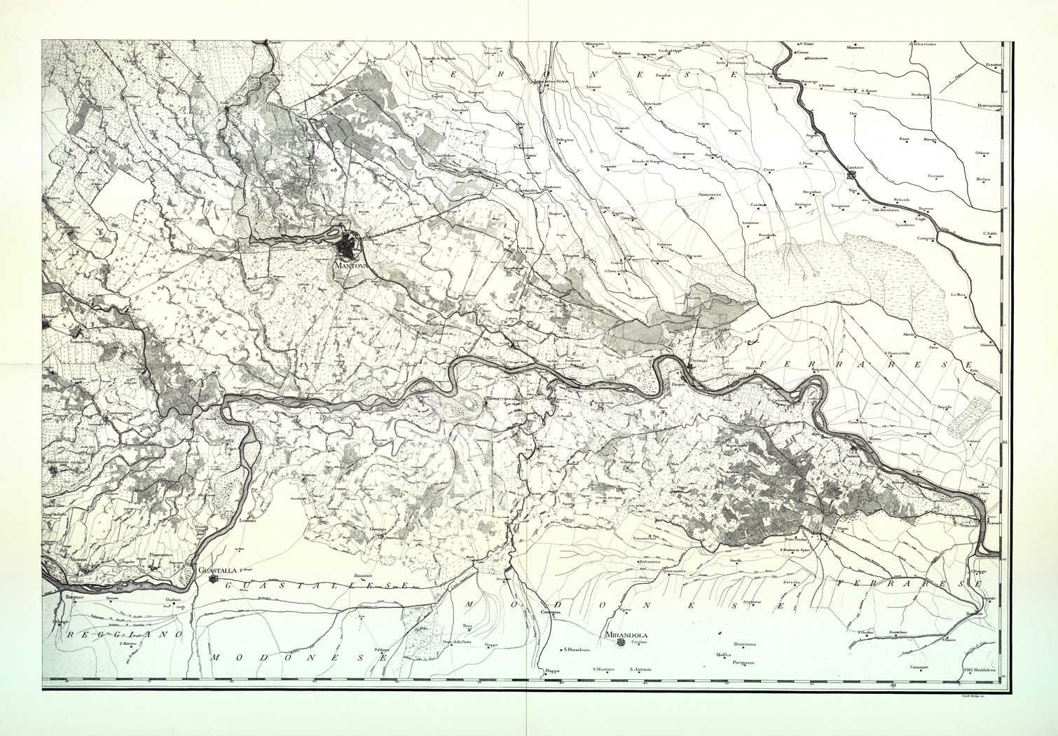 (N:1861) CARTA TOPOGRAFICA DEL MILANESE E DEL MANTOVANO ESEGUITA DIETRO LE PIU' ESATTE DIMENSIONI GEOGRAFICHE ED OSSERVAZIONI ASTRONOMICHE -Tavola VIII MANTOVA (B0003912) Carte e stampe antiche: riproduzione a colori su carta (formato A1)