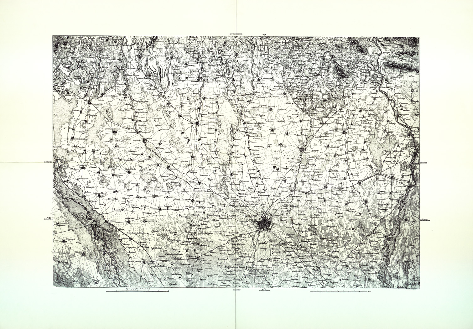 (N:1857) CARTA TOPOGRAFICA DEL MILANESE E DEL MANTOVANO ESEGUITA DIETRO LE PIU' ESATTE DIMENSIONI GEOGRAFICHE ED OSSERVAZIONI ASTRONOMICHE - Tavola IX MILANO (B0003913) Carte e stampe antiche: riproduzione a colori su carta (formato A1)