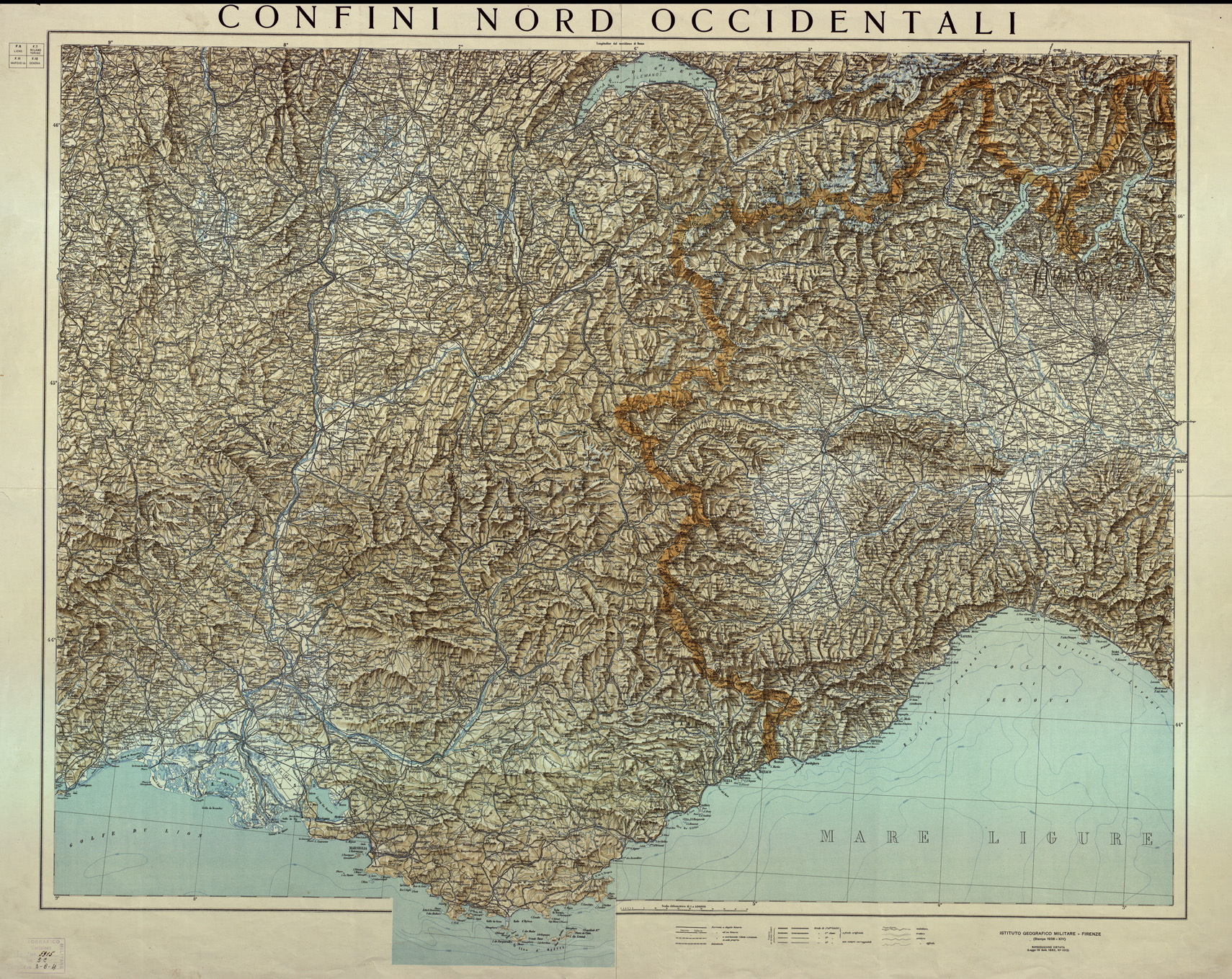 (N:10526) I CONFINI D'ITALIA - NORD ORIENTALI - NORD OCCIDENTALI (B0003931) Carte e stampe antiche: riproduzione a colori su carta (formato A1)