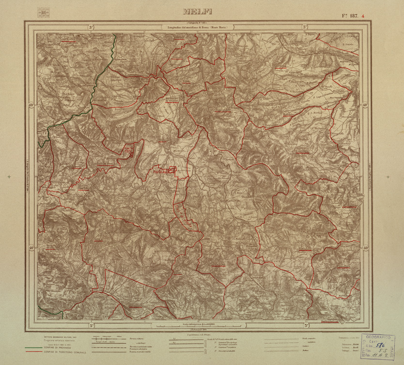 (N:3512) CARTA DELLA PROVINCIA DI POTENZA - MELFI - Foglio 187.4 (B0003942) Carte e stampe antiche: riproduzione a colori su carta (formato A1)