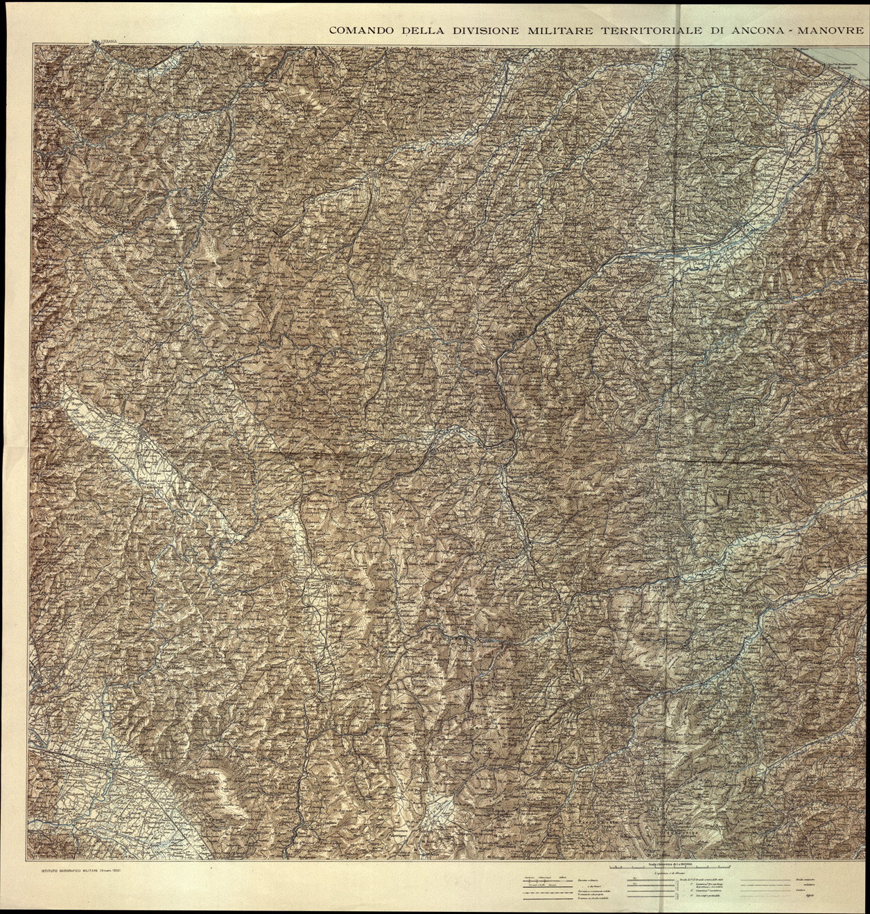 (N:8914) COMANDO DELLA DIVISIONE MILITARE TERRITORIALE DI ANCONA - MANOVRE QUADRI 1923 (B0003979, B0003980, B3979-80) Carte e stampe antiche: riproduzione a colori su carta (formato A1)