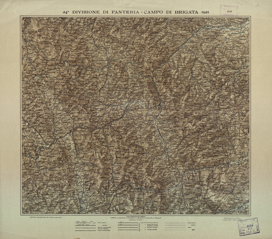 (N:19) XXIV DIVISIONE DI FANTERIA - CAMPO DI BRIGATA 1921 (B0003981) Carte e stampe antiche: riproduzione a colori su carta (formato A1)