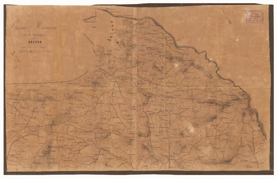 (N:5727) CARTA MANOVRA PER LA GUARNIGIONE DI ANCONA (B0003986) Carte e stampe antiche: riproduzione a colori su carta (formato A1)