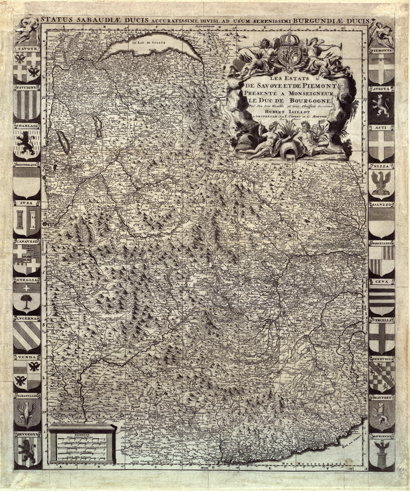 (N:11556) LES ESTATS DE SAVOYE ET DE PIEMONT PRESENTE A MONSEIGNEUR LE DUC DE BOURGOGNE PAR SON TRES HUMBLE, ECC. HUBERT JAILLOT. A AMSTERDAM CHEZ I. CONVENS ET C. MORTIER. (B0004141) Carte e stampe antiche: riproduzione a colori su carta (formato A1)