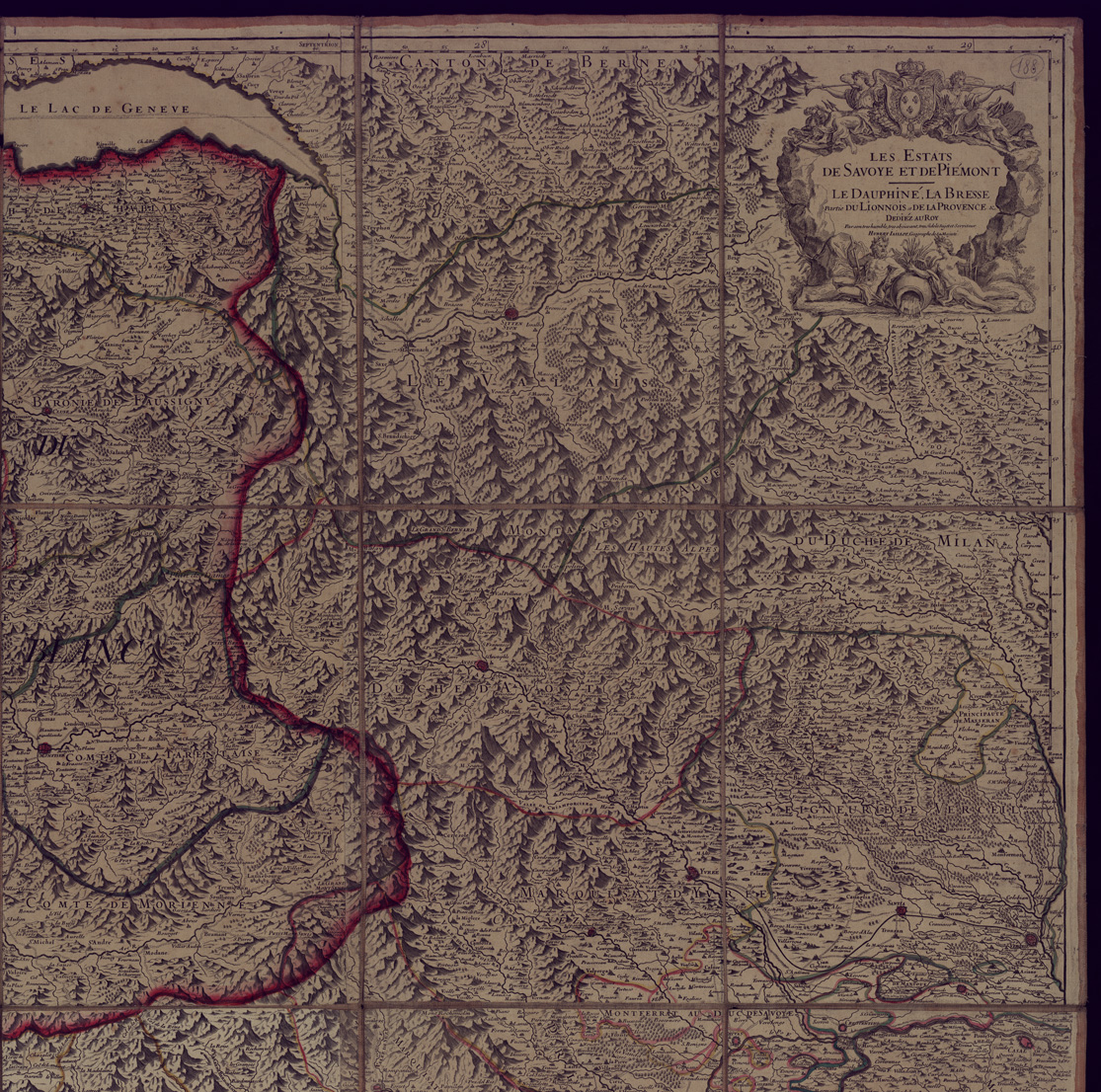 (N:11560) LES ESTATS DE SAVOYE ET DE PIEMONT, LES DAUPHINE LA BRESSE PARTIE DU LIONNOIS ET DE LA PROVENCE ETC. DEDIEZ AU ROY PAR SON TRES HUMBLE ECC. HUBERT JAILLOT. A PARIS CHEZ DEZAUCHE (B0004149, B0004150, B0004151, B0004152, B4149-52) Carte e stampe antiche: riproduzione a colori su carta (formato A1)