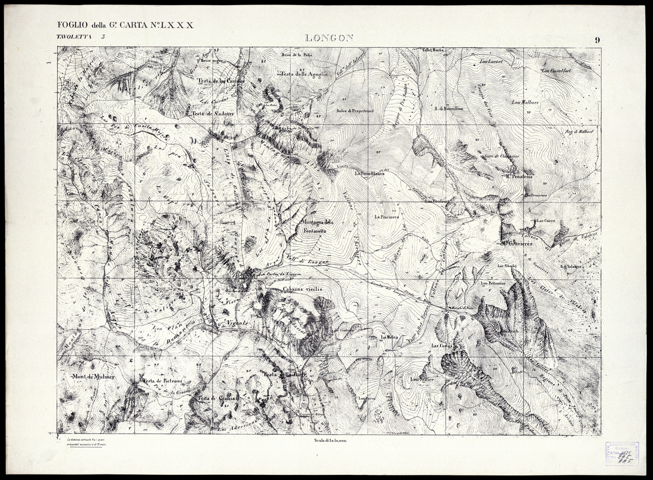 (N:3037) CARTA DELLA CONTEA DI NIZZA - Foglio 9 - Longon (B0004181) Carte e stampe antiche: riproduzione a colori su carta (formato A1)