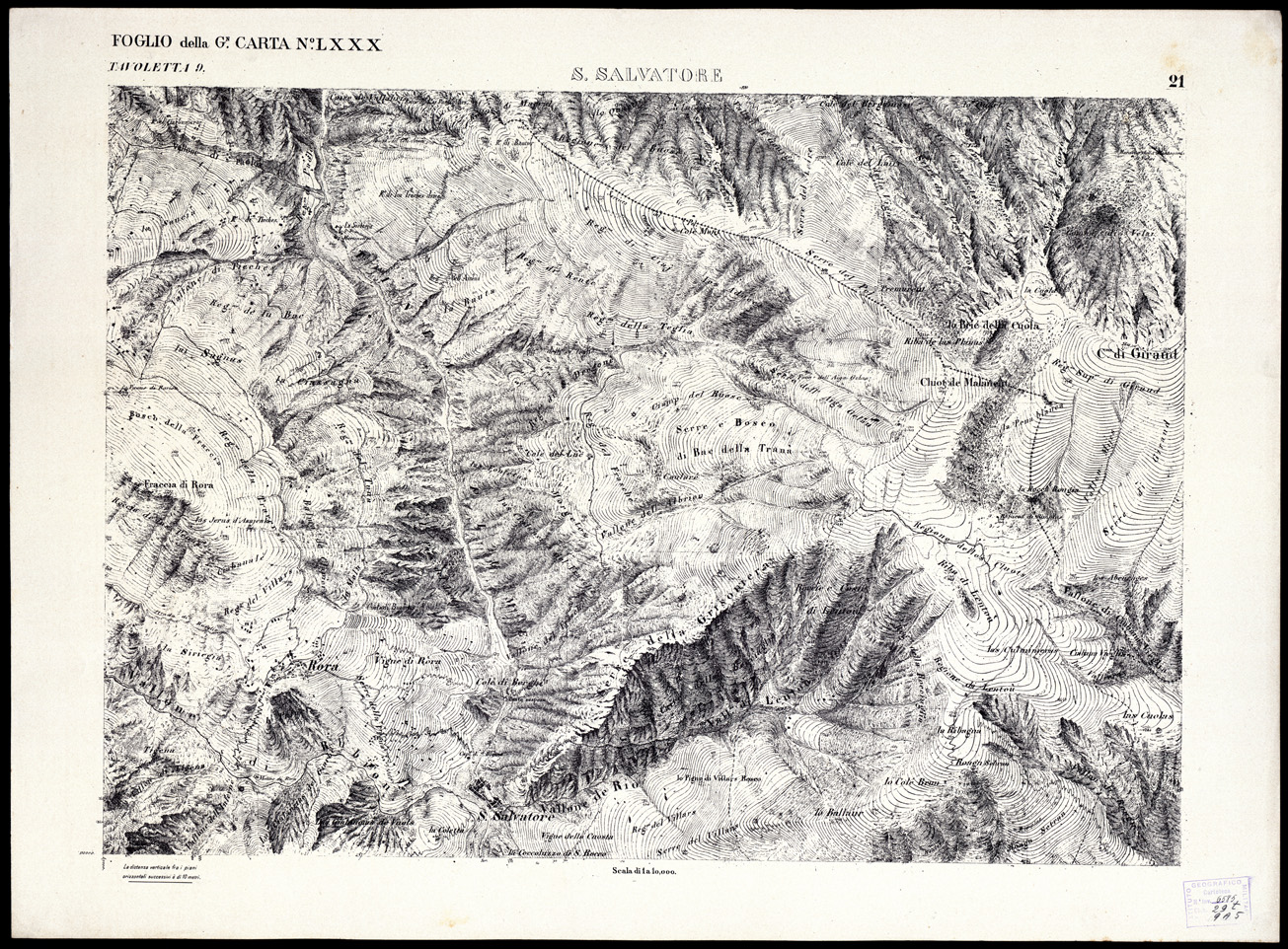 (N:3043) CARTA DELLA CONTEA DI NIZZA - Foglio 21 - S. Salvatore (B0004191) Carte e stampe antiche: riproduzione a colori su carta (formato A1)