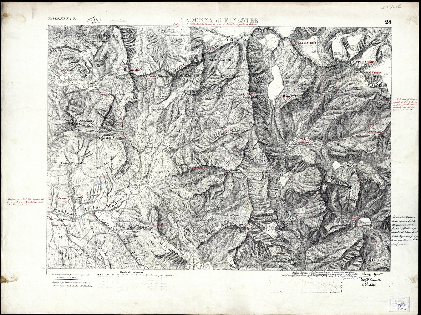 (N:3068) CARTA DELLA CONTEA DI NIZZA - Foglio 24- Madonna di Finestre (B0004195) Carte e stampe antiche: riproduzione a colori su carta (formato A1)
