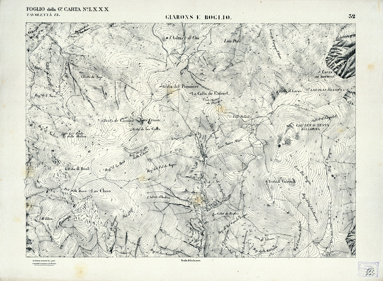 (N:3024) CARTA DELLA CONTEA DI NIZZA - Foglio 32 - Glarons e Boglio (B0004201) Carte e stampe antiche: riproduzione a colori su carta (formato A1)