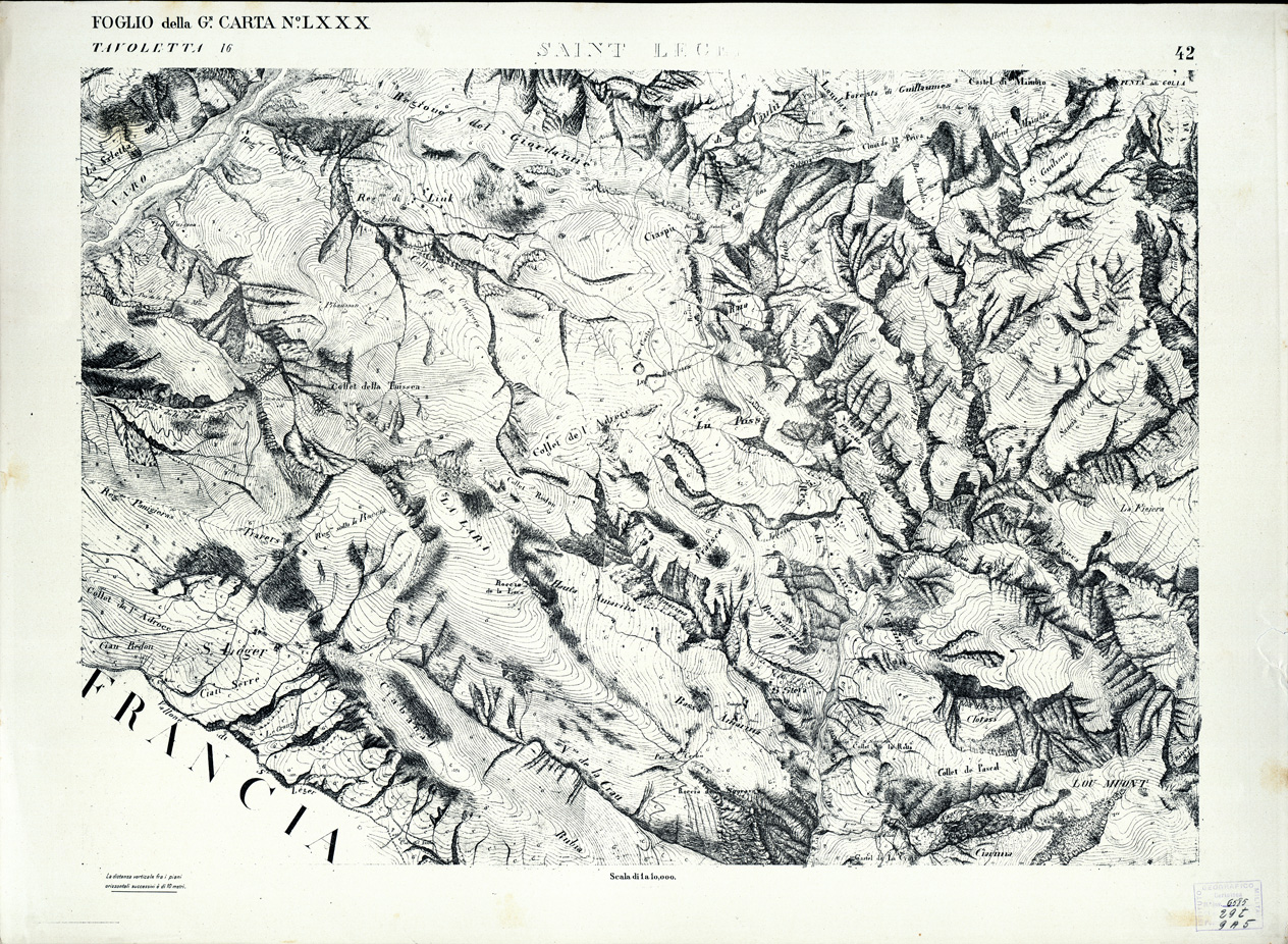 (N:3027) CARTA DELLA CONTEA DI NIZZA - Foglio 42 - Saint Lecei (B0004211) Carte e stampe antiche: riproduzione a colori su carta (formato A1)