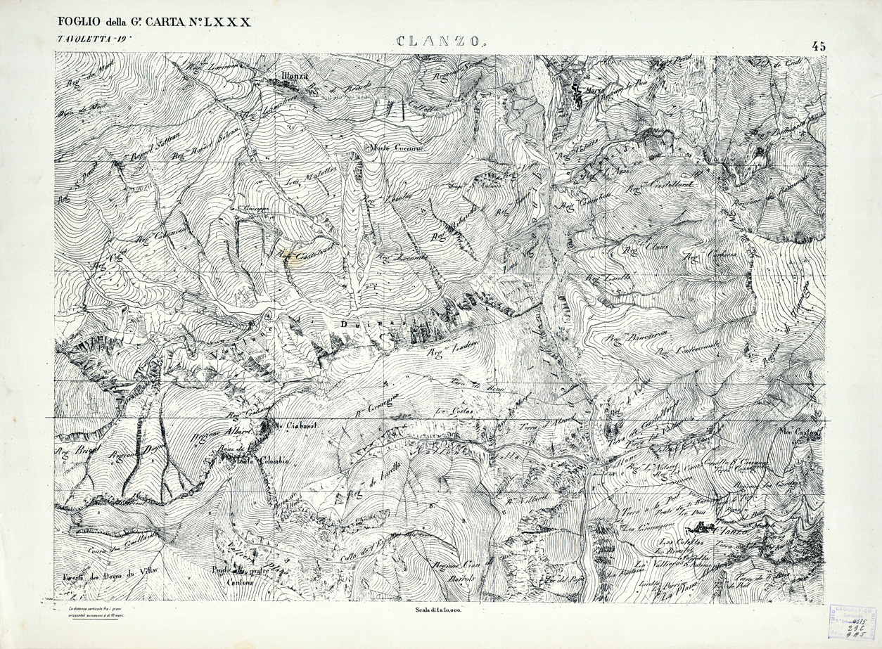 (N:3030) CARTA DELLA CONTEA DI NIZZA - Foglio 45 - Clanzo (B0004214) Carte e stampe antiche: riproduzione a colori su carta (formato A1)