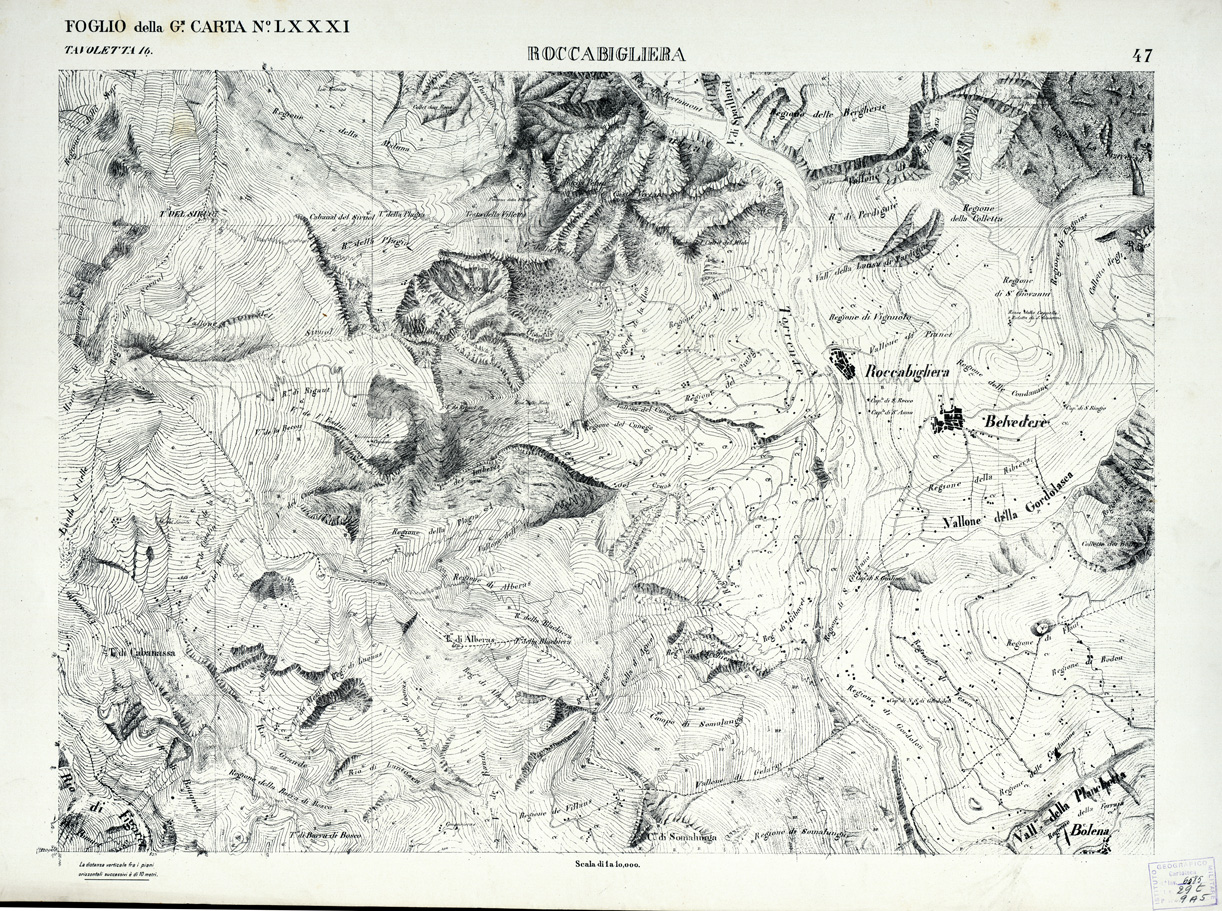 (N:3046) CARTA DELLA CONTEA DI NIZZA - Foglio 47 - Rocca Bigliera (B0004216) Carte e stampe antiche: riproduzione a colori su carta (formato A1)